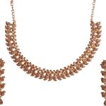 Touchstone Hollywood Glamour crystals rhinestones paisley motif grand jewelry necklace in antique gold or white tone for women